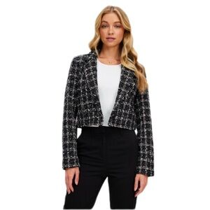 NWT Abercrombie & Fitch Black and White Tweed Blazer
